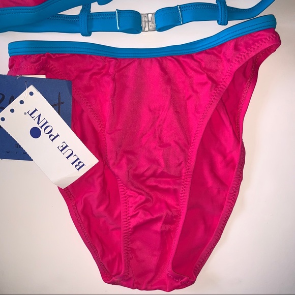 NWT 80s Vintage Blue & Pink Bow Bikini Set - Picture 4 of 9